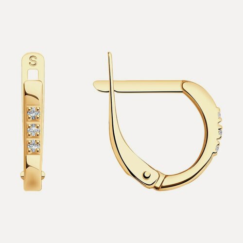 Изображение товара Серьги, серебро, 925 проба, золочение, фианит