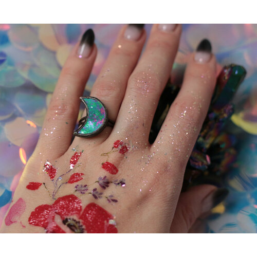 Кольцо KATE SHO, стекло, безразмерное, мультиколор