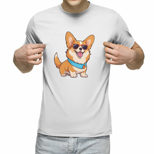 Футболка Us Basic, размер L, белый мужская футболка собака корги зайка corgi bunny 2xl темно синий