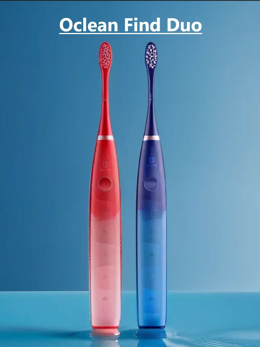 Электрическая зубная щетка Комплект 2в1 Oclean Find Duo Set (2 шт, Красная и Синяя) - фото №17