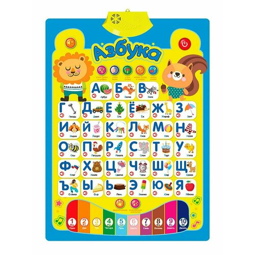 Говорящий плакат азбука / Плакат алфавит /Музыкальная азбука игрушка обучающая интерактивная азбука буквы звуки цифры