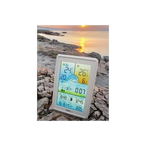 BV-675BSW Домашняя цифровая погодная станция с цветным дисплеем и беспроводным датчиком белая 3700₽