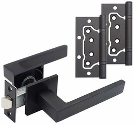 Комплект фурнитуры для двери Lavelly Marigold с защелкой и петлями квадратная розетка черный (990331)