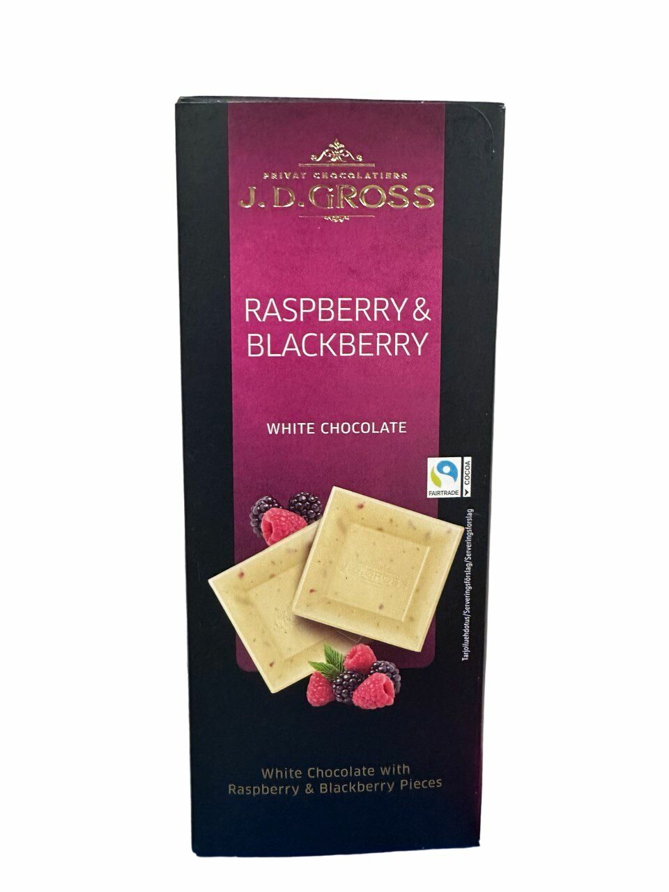 Белый шоколад с Малиной и Ежевикой, J. D. Gross Raspberry and Blackberry, 125гр. Германия