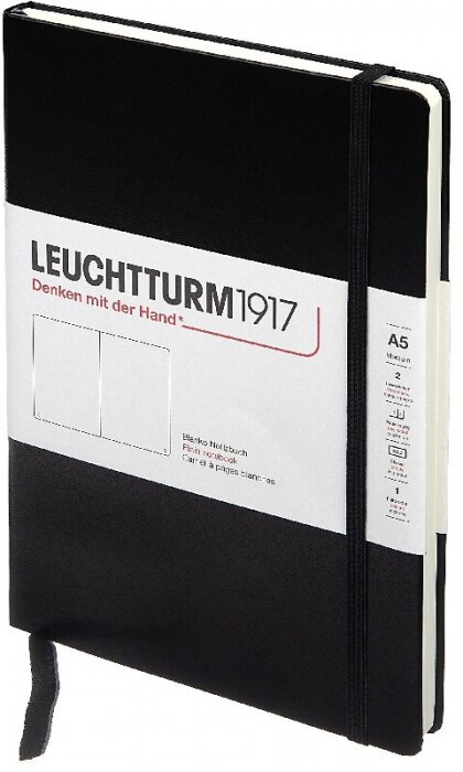 Leuchtturm 311333 Блокнот leuchtturm classic, a5, 80 г/м2, 251 стр. нелинованный, твердая обложка, черный