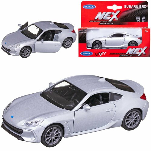 Машинка Welly 1:38 SUBARU BRZ серебряная 43812W/серебряная машинка welly mazda cx 5 серый модель машины 1 38 с пружинным механизмом