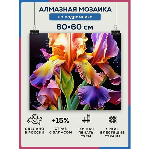 Алмазная мозаика 60x60 Ирисы на подрамнике алмазная мозаика 60x60 краб гигант на подрамнике