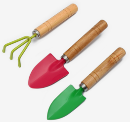 Набор садового инструмента, 3 предмета: рыхлитель, совок, грабли, длина 20 см, цвет микс, Greengo