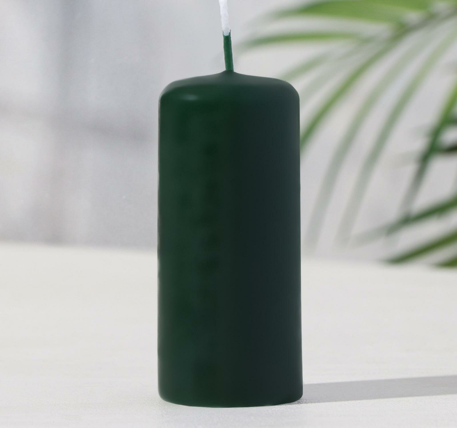Свеча - цилиндр, 4х9 см, 11 ч, 90 г, темно-зеленая