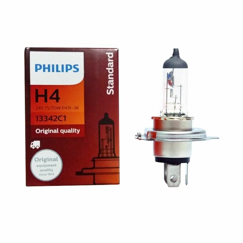 Галогенная лампа Philips Н4 Standard 13342C1 1шт QR подлинности