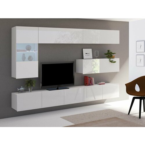 Стенка в гостиную Верона 11 255х200х42 белый белый глянец 61580₽
