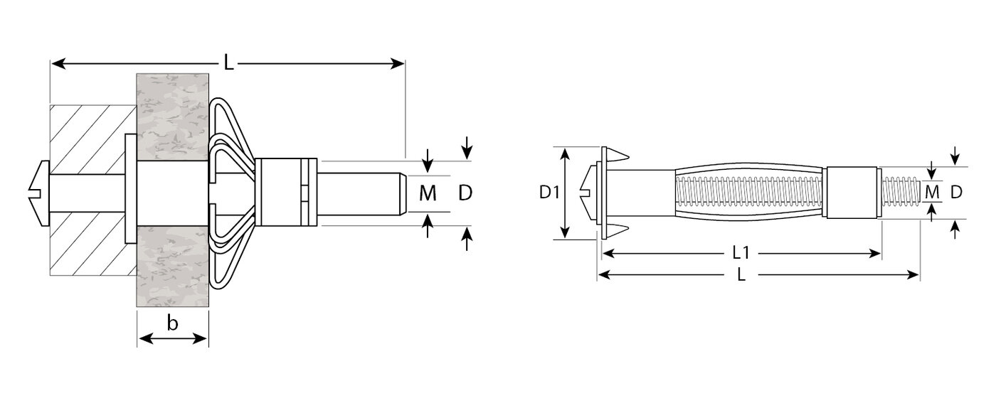 ЗУБР молли, М4 х 21 х 5 мм, 4 шт, анкер для пустотелых конструкций (4-302476-04-020)