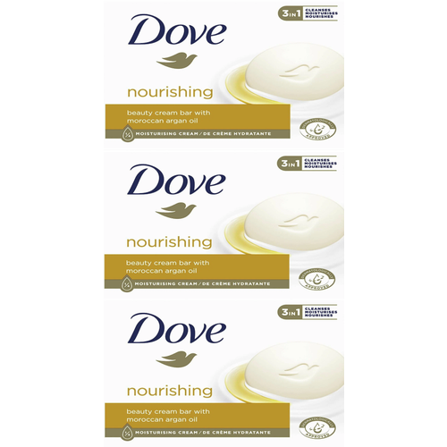 Крем-мыло Dove Аргановое масло, 3 шт по 135 г dove крем мыло кусковое pink rosa beauty bathing bar 135 г