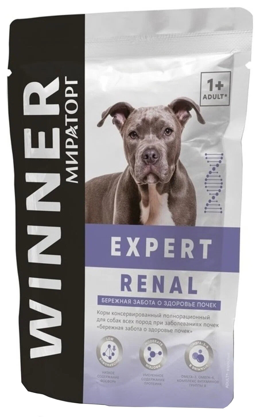 Корм Мираторг Winner Expert Renal (консерв.) для собак, при заболеваниях почек, 85 г