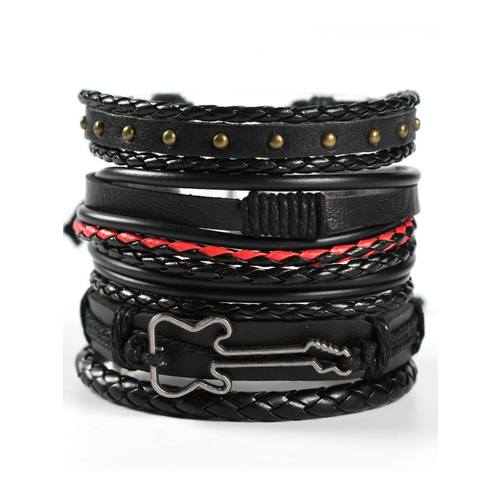 Комплект браслетов BAKA&DED, 5 шт., размер 23 см, черный