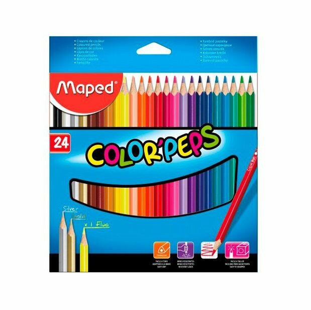 Карандаши цветные для рисования набор 24 шт ударопрочный