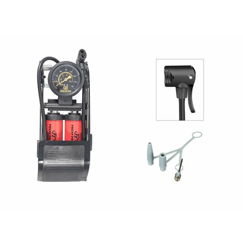 Насос J44B-01 ножной двухцилиндровый с манометром металлический корпус AV FV Мax 140psi 10 бар комплект переходников 1999₽