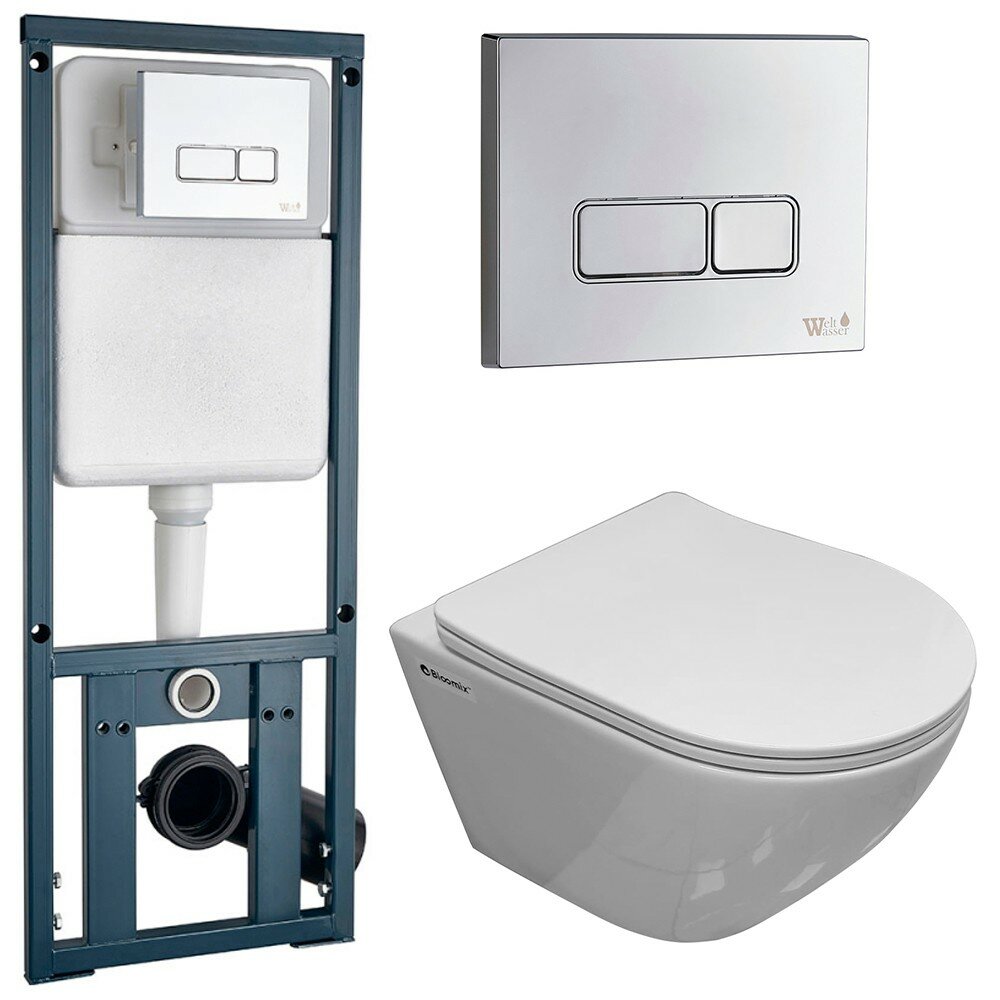 фото Инсталляция WeltWasser Marberg 410 SE + унитаз Bloomix Trend 1203 безободковый с сиденьем