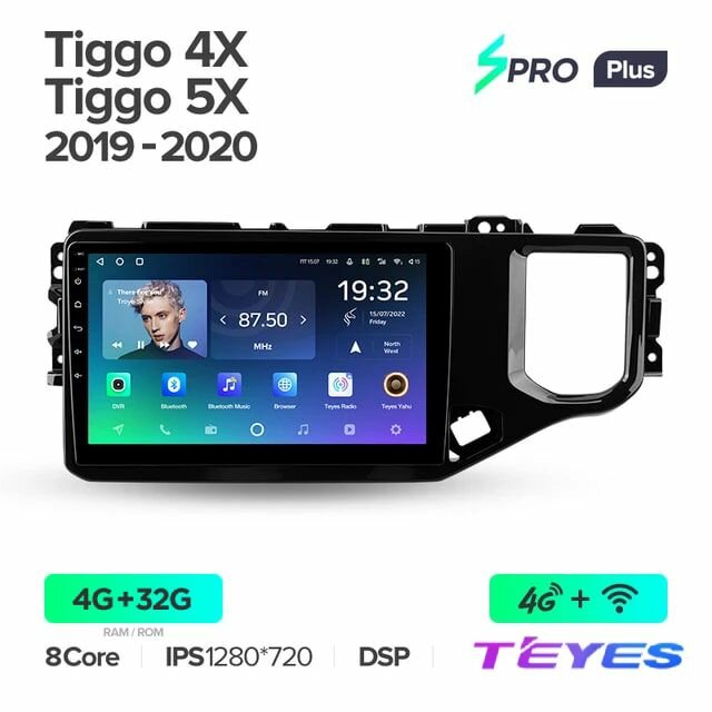 Магнитола Chery Tiggo 4X 5X 2019-2020 Teyes SPRO+ 4/32GB, штатная магнитола, 8-ми ядерный процессор, IPS экран, DSP, 4G, Wi-Fi, 2 DIN