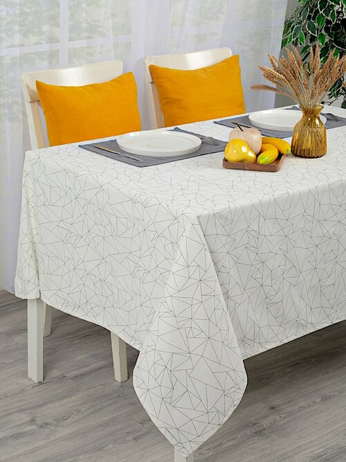 Скатерть кухонная прямоугольная на стол 136x220 Оригами /Ткань хлопок для кухни, дома, дачи /Altali
