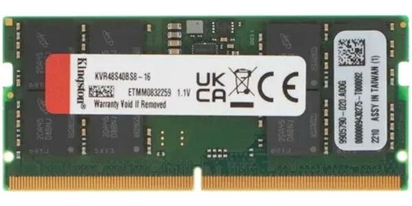 Оперативная память для ноутбука 16Gb (1x16Gb) PC5-38400 4800MHz DDR5 SO-DIMM CL40 Kingston KVR48S40BS8-16 KVR48S40BS8-16