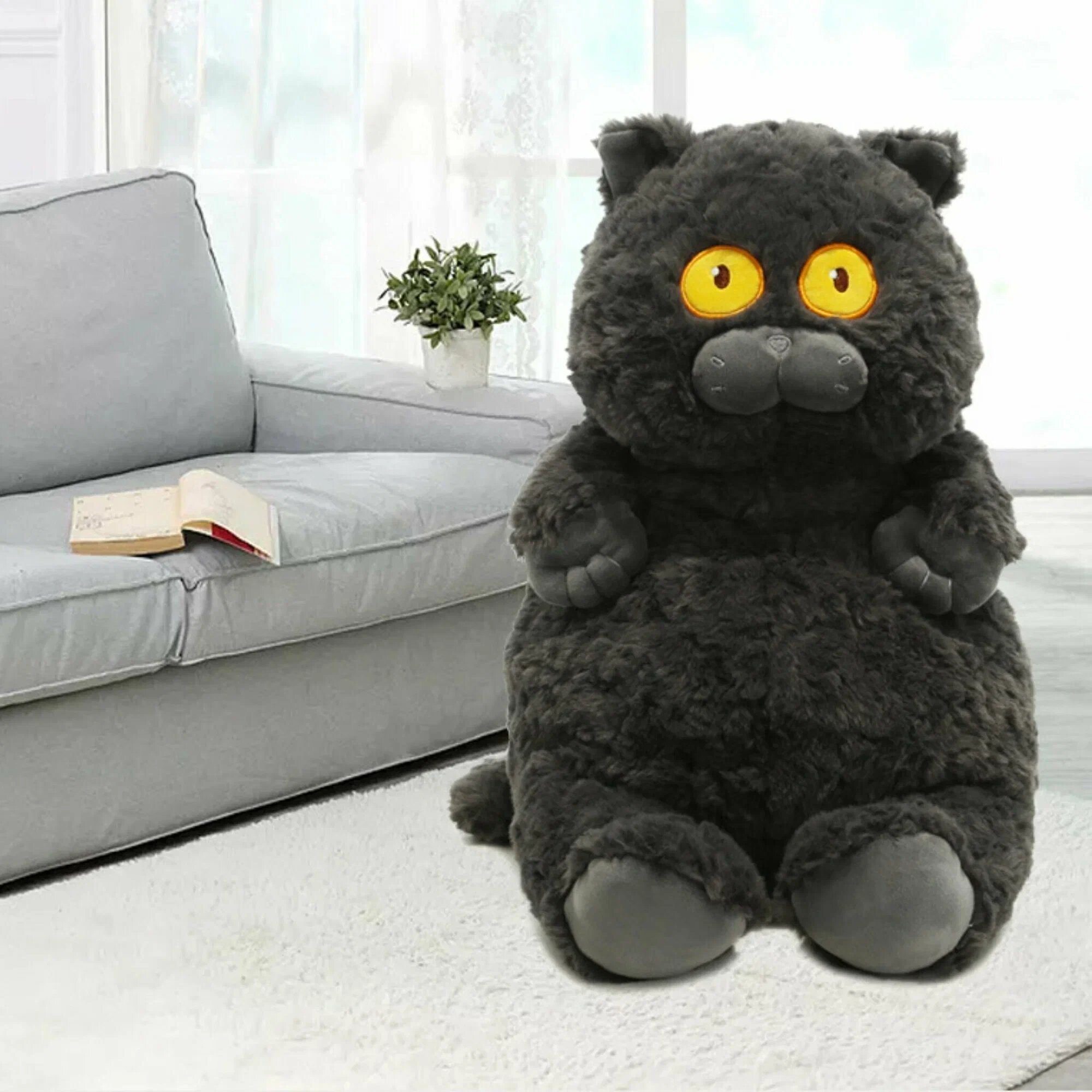 Мягкая игрушка кот обормот, кот обнимашка, 45 см черный
