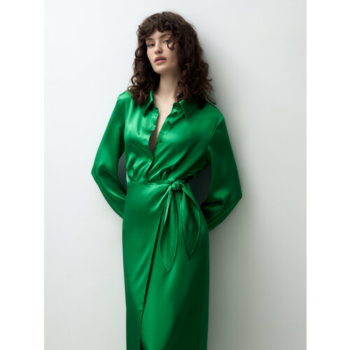 Платье Pompa, размер 42, зеленый платье на манжете с широким рукавом
