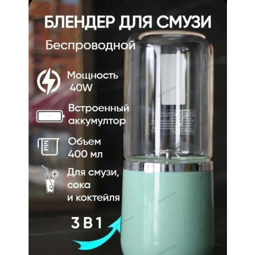 Портативный мощный блендер для смузи коктелей 400млМятный 169900₽