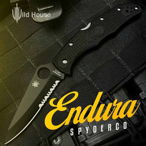 нож складной походный туристический spyderco endura Туристический складной нож Spyderco Endura 4 Serrated (Black/Black)