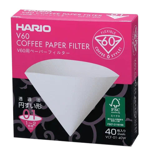 Фильтры бумажные белые для воронок VCF-02-40W (40 шт.) HARIO