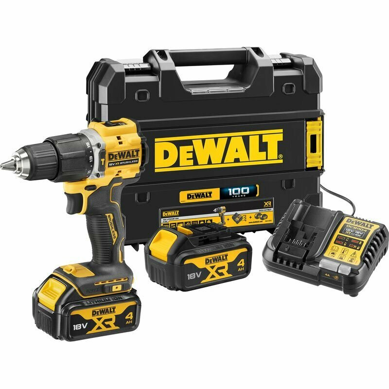 Аккумуляторный бесщеточный ударный гайковерт DEWALT 18 В 68 Нм 28050 уд/мин 1650 об/мин с АКБ 4 Ач и ЗУ в кейсе TSTAK DCD100YM2T