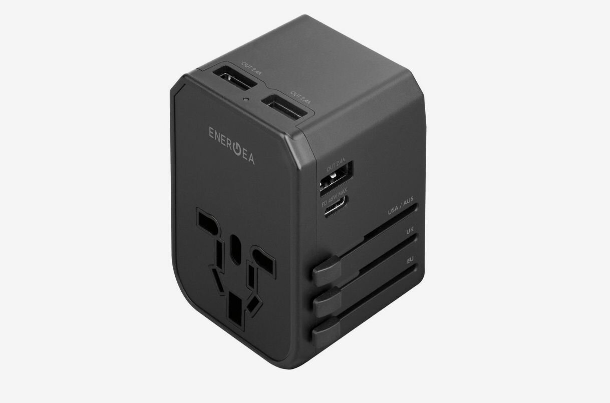 Сетевая зарядка EnergEA Travelworld Adapter GaN65, 2USB-C/1USB-A 65W - темно серый (Gunmetal)