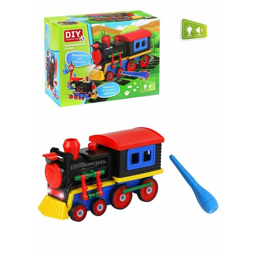 Конструктор Паровоз (свет, звук) DIY Toy, 1371-DT
