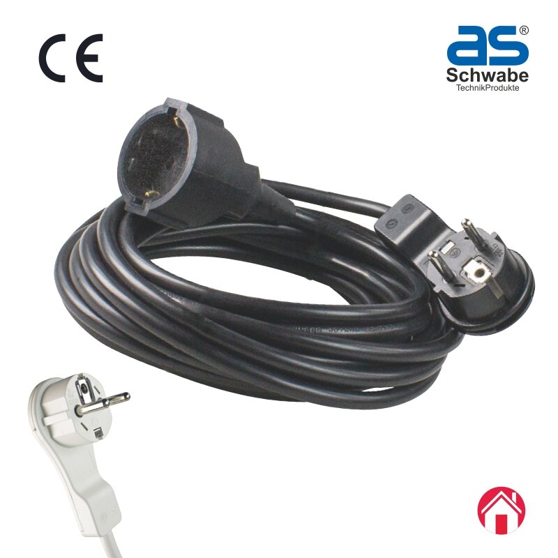Удлинитель as - Schwabe, кабель 10 м, H05VV-F 3G1.5, IP20, черный 51022