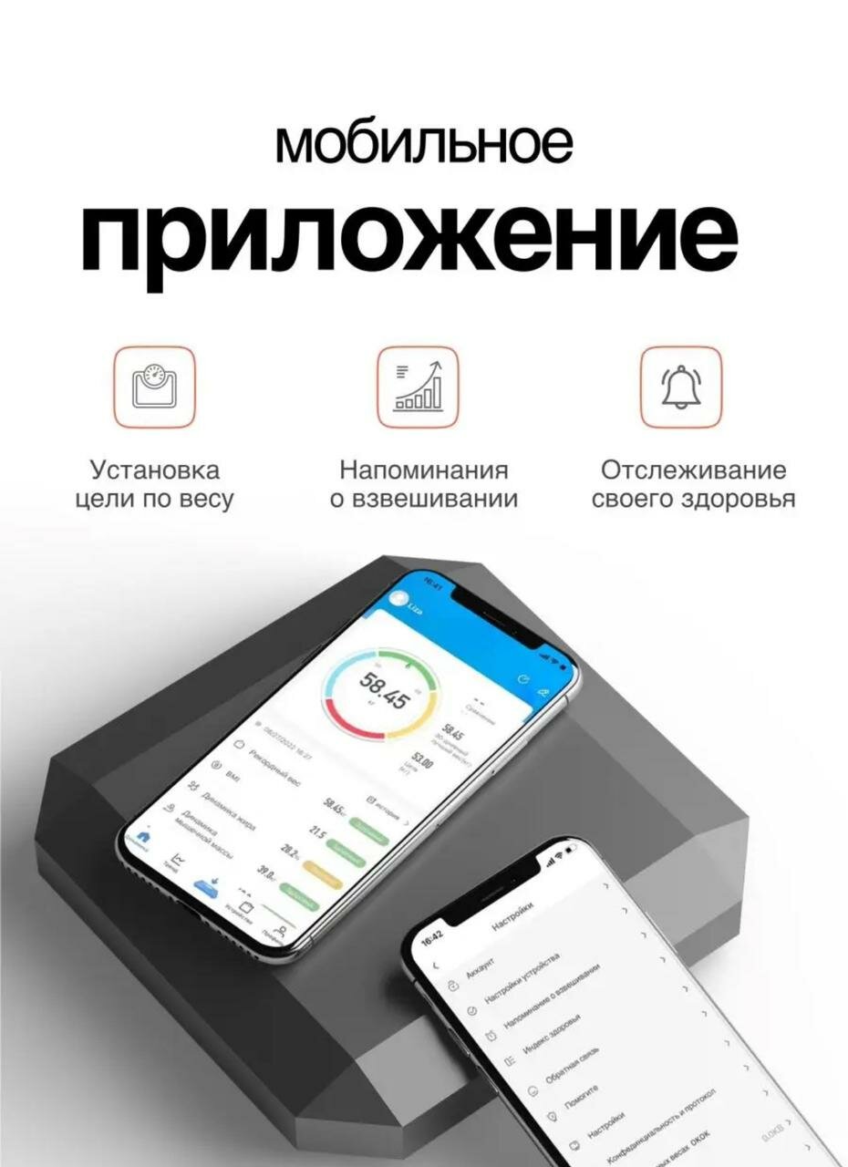 Напольные умные весы c bmi, электронные напольные весы для Xiaomi, iPhone, Android,Розовые - фотография № 3