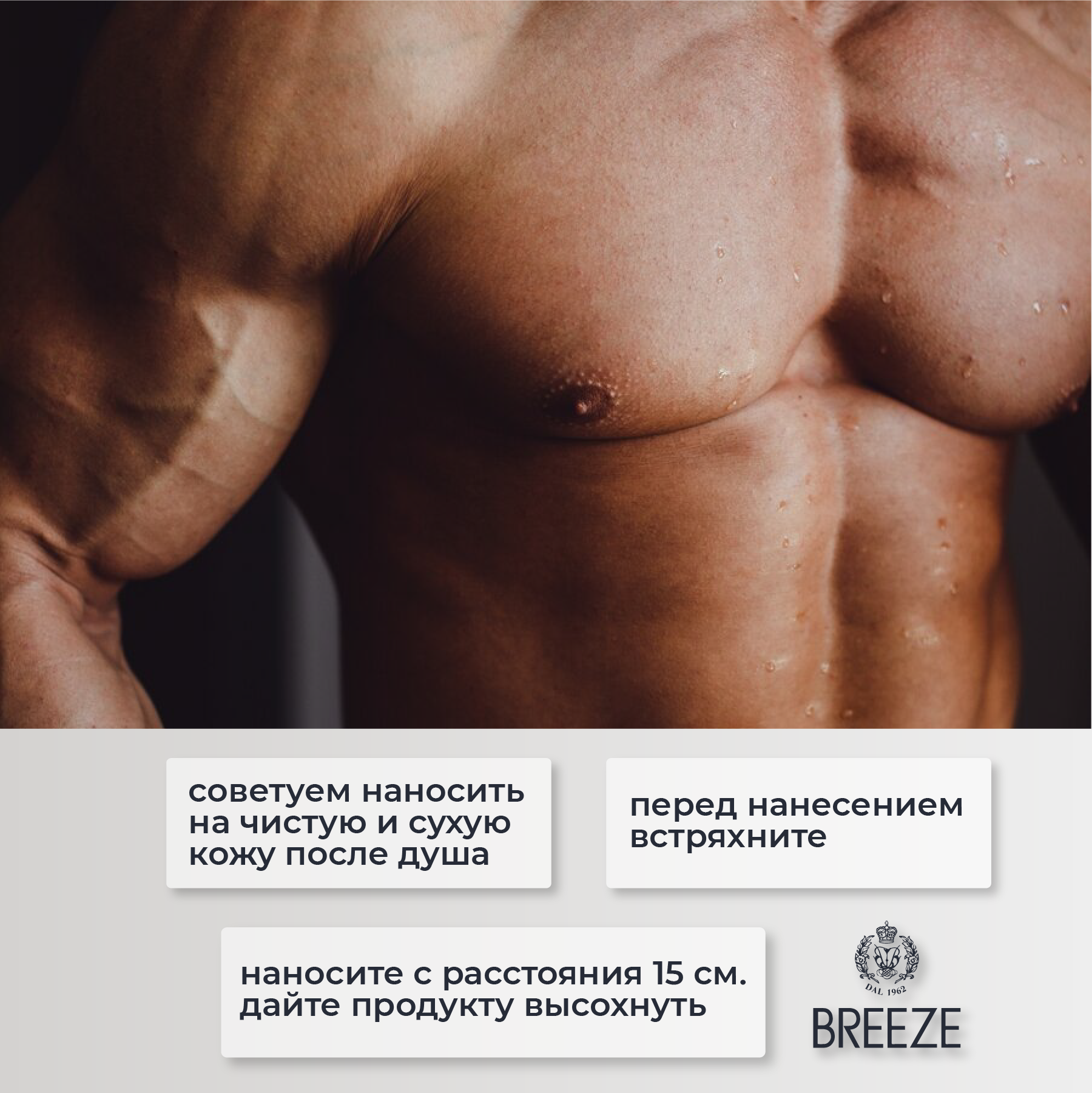 Breeze Мужской дезодорант для тела в аэрозольной упаковке, без солей алюминия, 48 часов Power Protection 150 мл