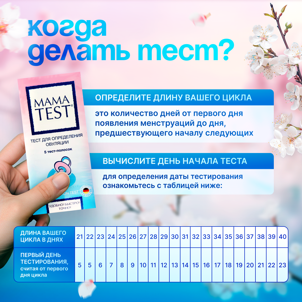 Тест для определения овуляции MAMA TEST №5 (5шт. в упаковке)