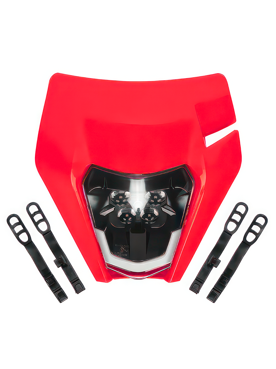 Фара красная светодиодная для эндуро и кросс мотоциклов KTM, ZUUM, JHL и AVANTIS с ресничкой