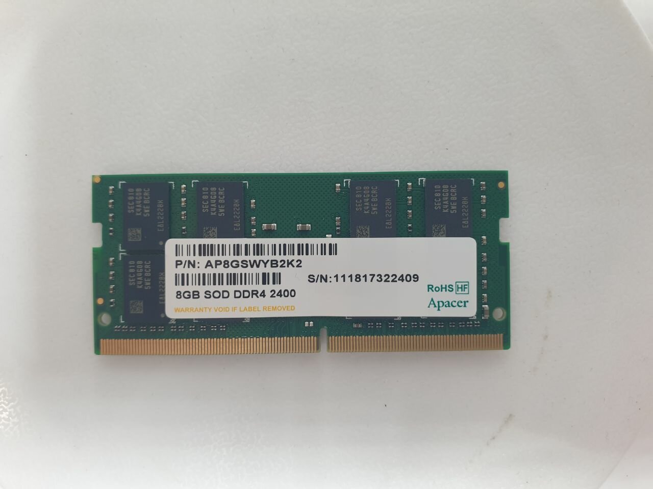 Оперативная память / DDR4 2400 8gb SODIMM Apacer, ОЕМ / AP8GSWYB2K2