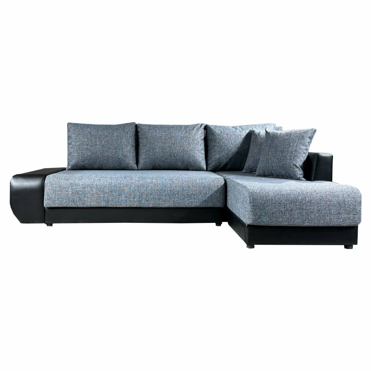 Угловой диван "Олимп-1" - Кватро 2 (рогожка) / Черный кожзам, Угол левый "Г"