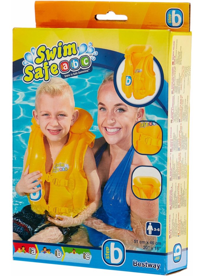 Жилет надувной Swim Safe, ступень B, 51 х 46 см, 3-6 лет, 32034 Bestway