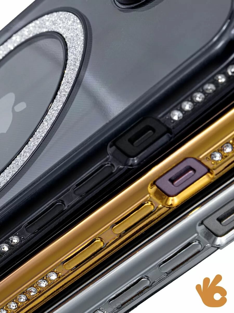 Чехол на iPhone 11 MagSafe со стразами, серебристый — фото 1