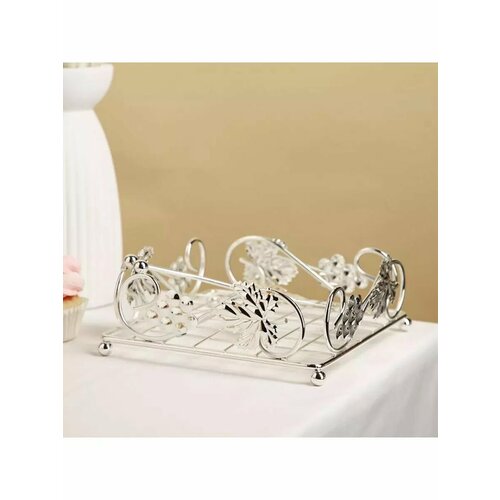 Подставка для салфеток декоративная 19х7 см цвет серебро 1729₽