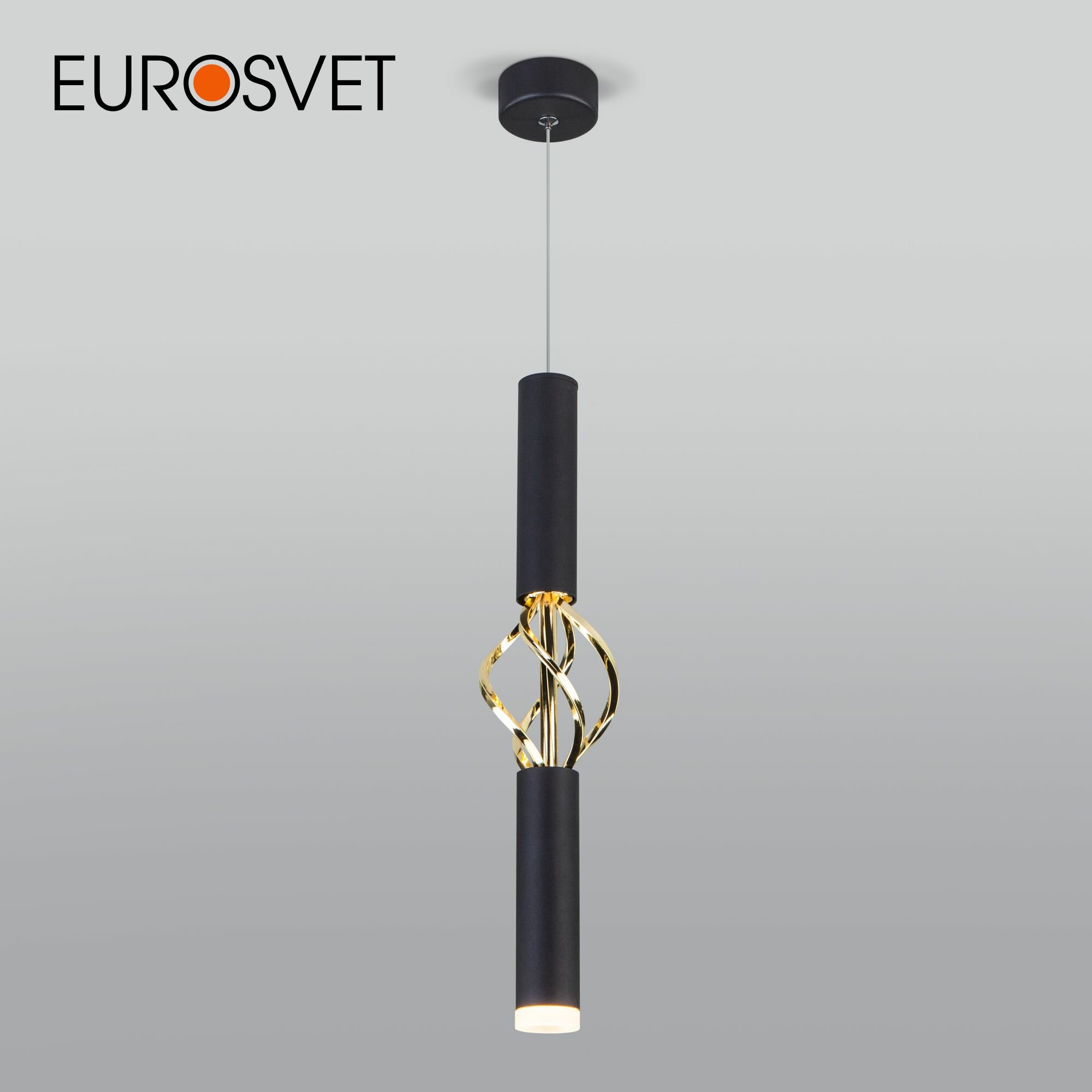 Подвесной светодиодный светильник Eurosvet Lance 50191/1 LED черный / золото IP20