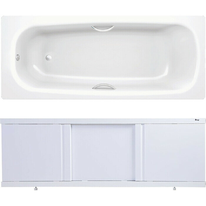 фото Ванна стальная BLB Universal HG 170х75 с экраном Emmy Элис, ножками, ручками и шумоизоляцией