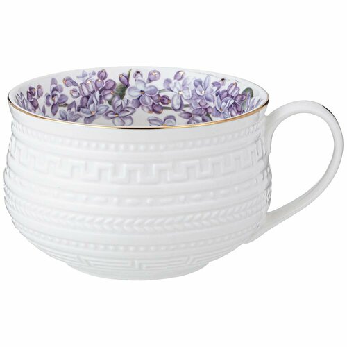 фото Бульонница фарфоровая с ручкой lefard "lilac" 500 мл