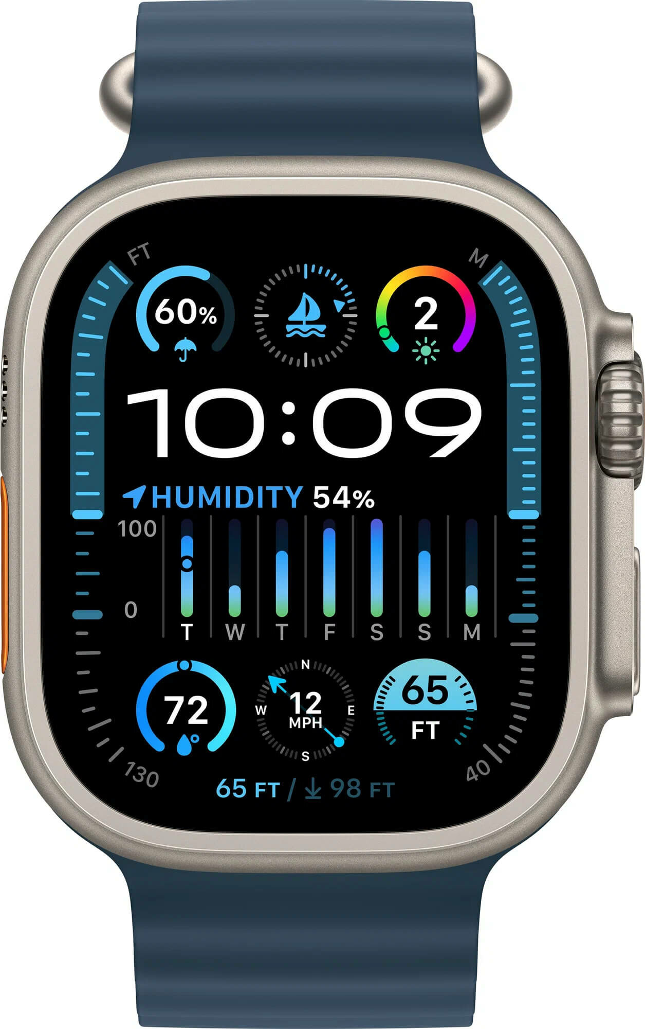 Смарт-часы Apple Watch Ultra 2 49 мм Titanium Case GPS + Cellular, Blue Ocean Band, One Size — фото 1