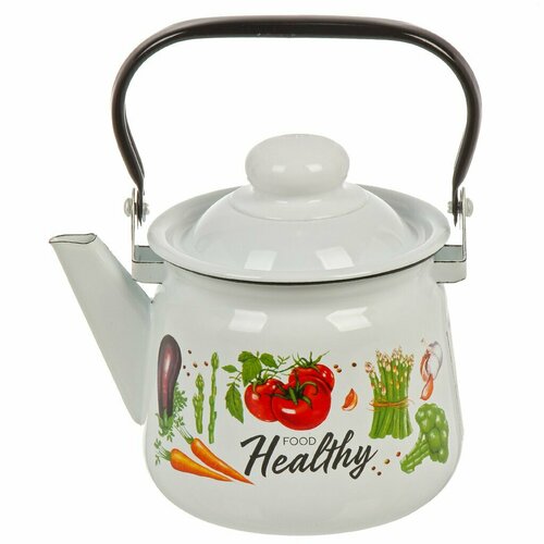 Чайник сталь, эмалированное покрытие, 1.5 л, Appetite, Veggies, 01-2708/4М белый
