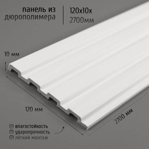 Изображение товара Декоративные стеновые панели из дюрополимера Экополимер для внутренней отделки стен 120х10х2700 мм Parco-120 белый