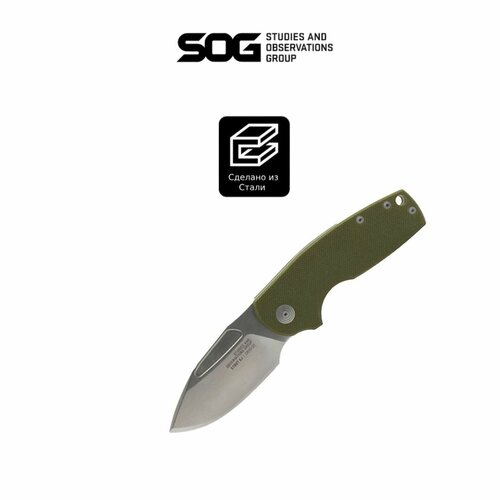 Нож Складной Sog Stout Sj Od Green Stonewash Сталь Cryo D2 Рукоять G10 (Sog-16-03-01-57)